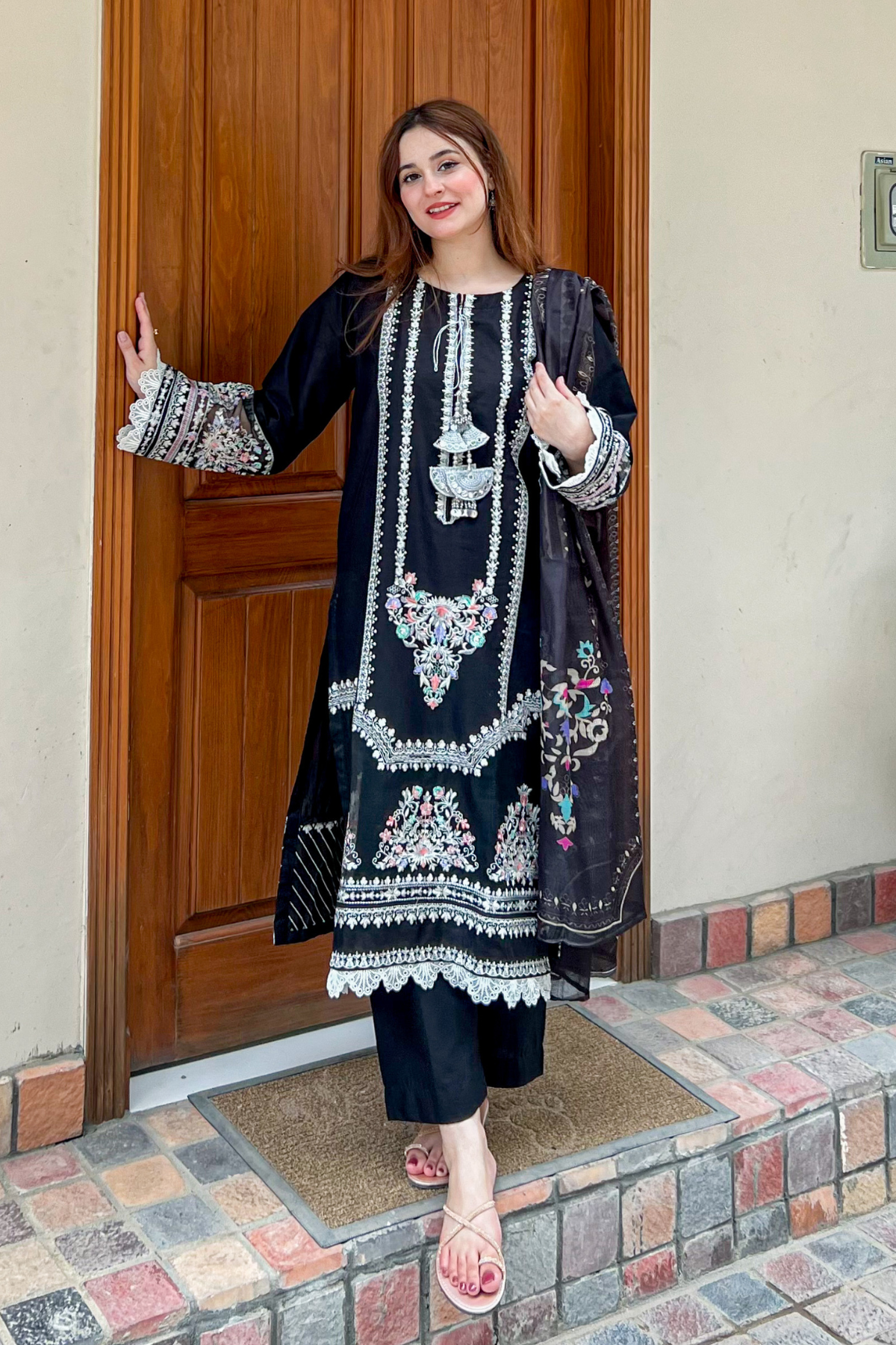 Best Selling - Black Pearl 3Pc Embroidered Dress