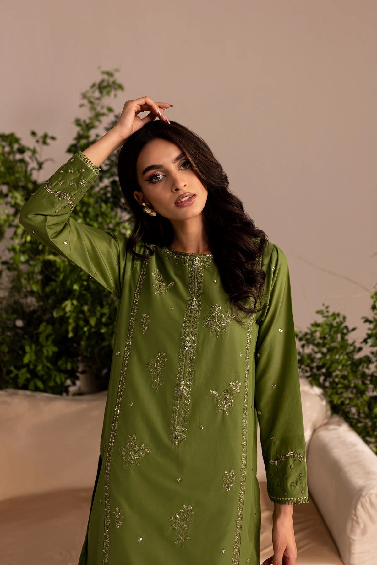 Best Selling - Zoel Green 2Pc Embroidered Dress