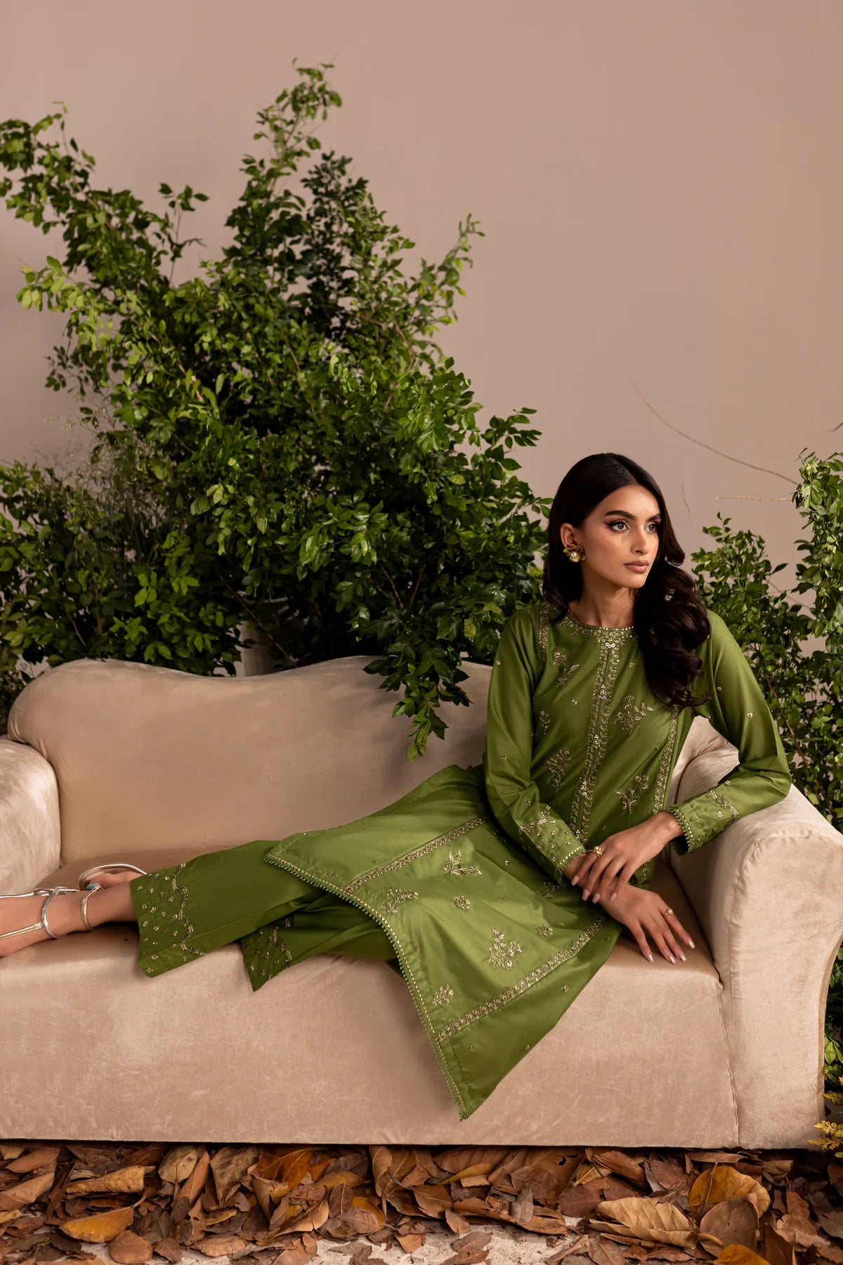 Best Selling - Zoel Green 2Pc Embroidered Dress